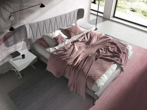 Bedside table in white wood and chromed steel