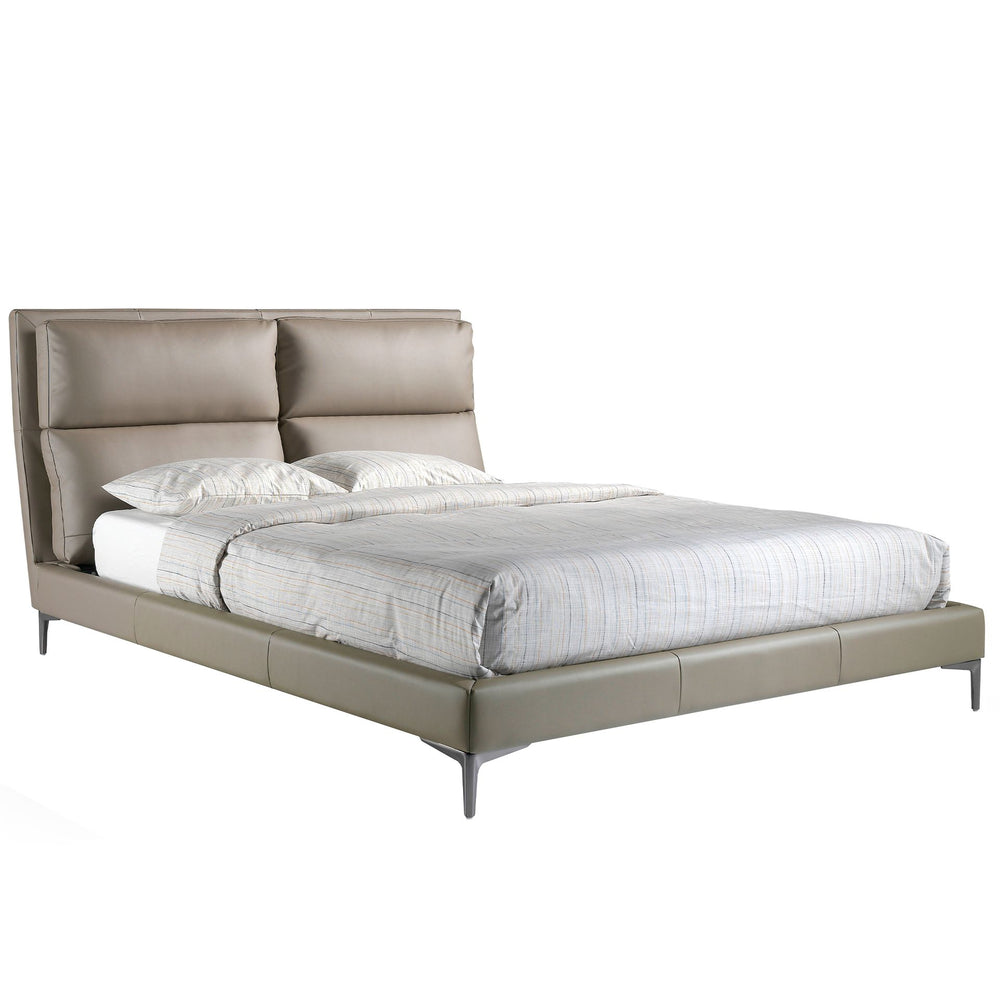 Mink-colored faux leather bed
