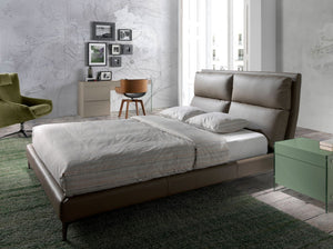 Mink-colored faux leather bed