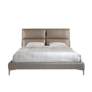 Mink-colored faux leather bed