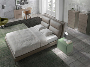 Mink-colored faux leather bed