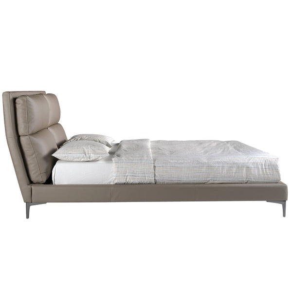 Mink-colored faux leather bed