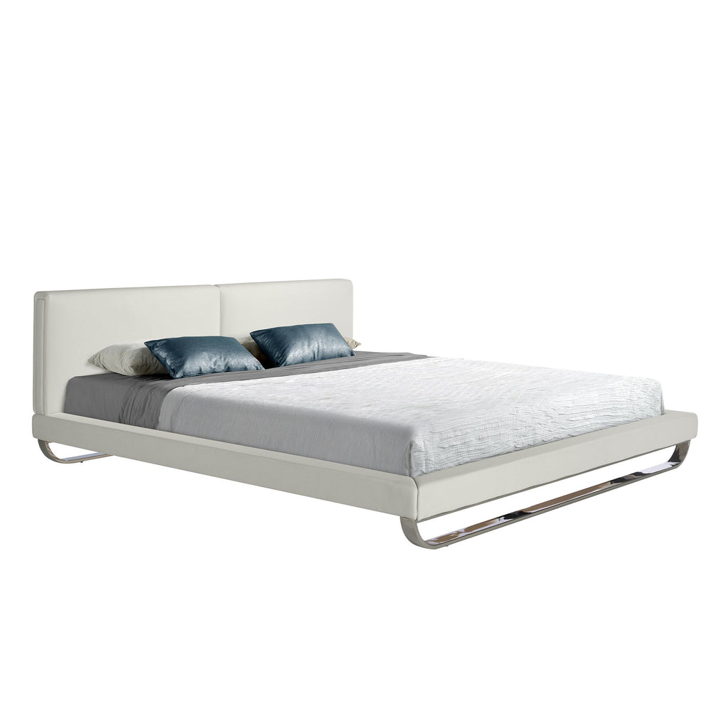 White faux leather bed