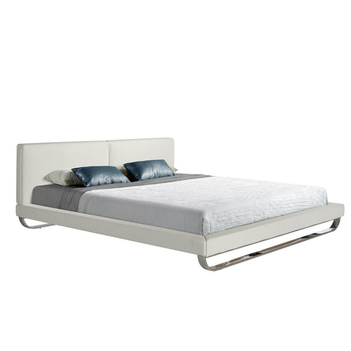 White faux leather bed