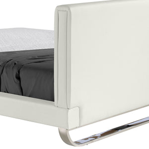White faux leather bed