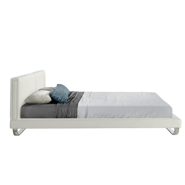 White faux leather bed