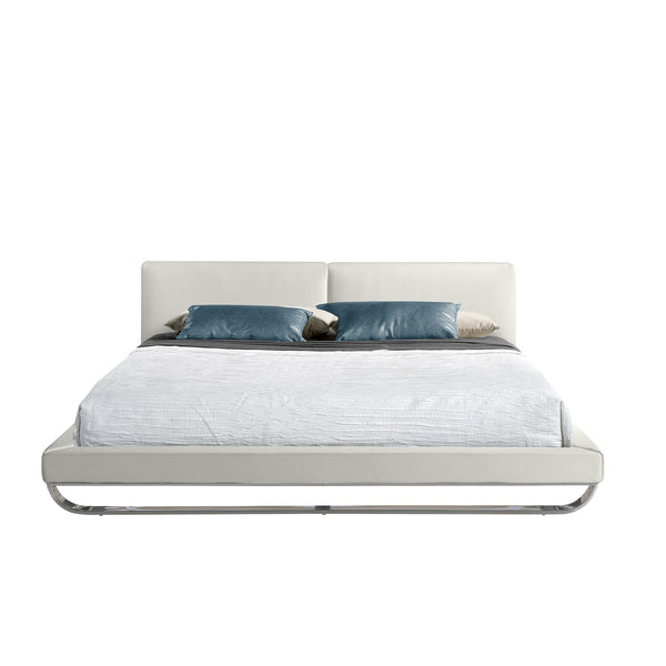White faux leather bed