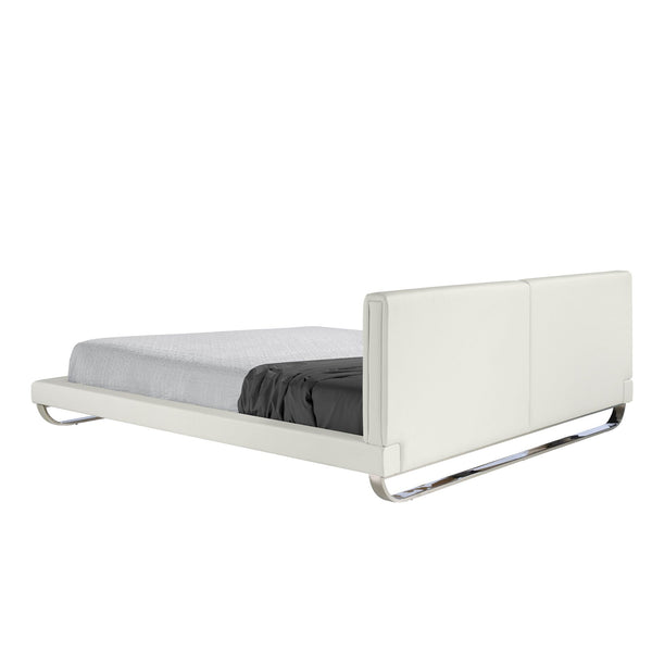 White faux leather bed