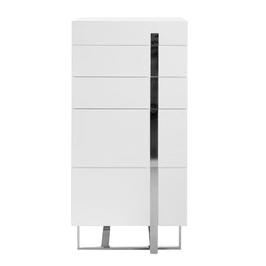 Chiffonier in white wood and chromed steel