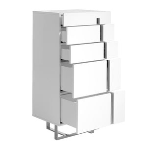 Chiffonier in white wood and chromed steel
