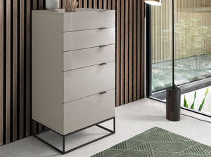 Chiffonier in gray wood and black steel