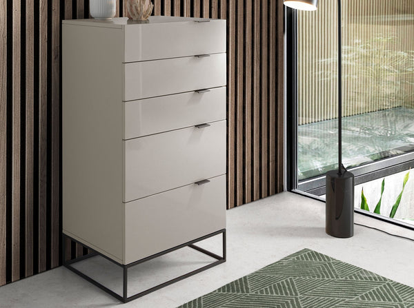 Chiffonier in gray wood and black steel