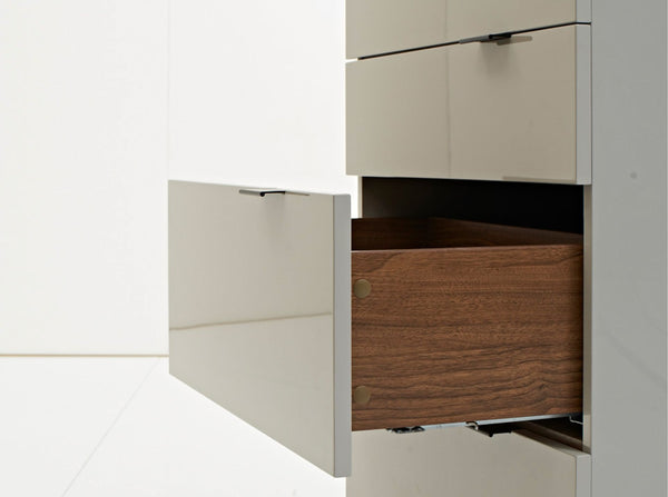 Chiffonier in gray wood and black steel