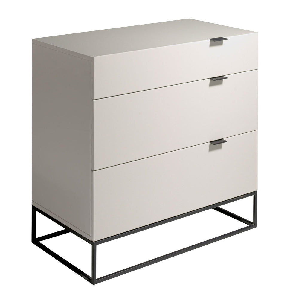 Chest of drawers in gray wood and black steel