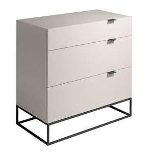 Chest of drawers in gray wood and black steel