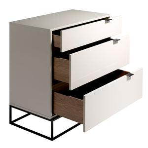 Chest of drawers in gray wood and black steel