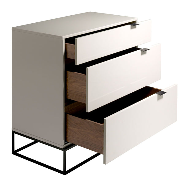 Chest of drawers in gray wood and black steel