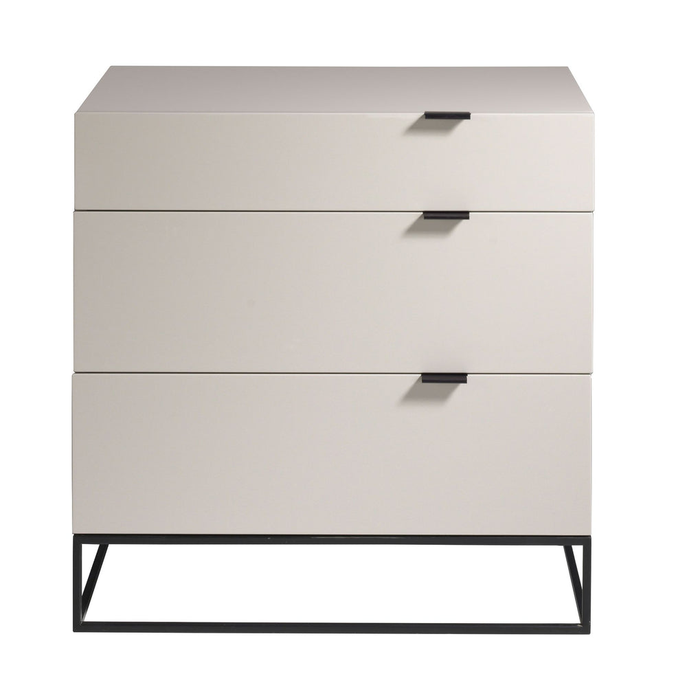 Chest of drawers in gray wood and black steel