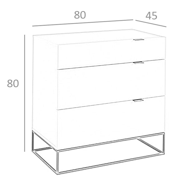 Chest of drawers in gray wood and black steel