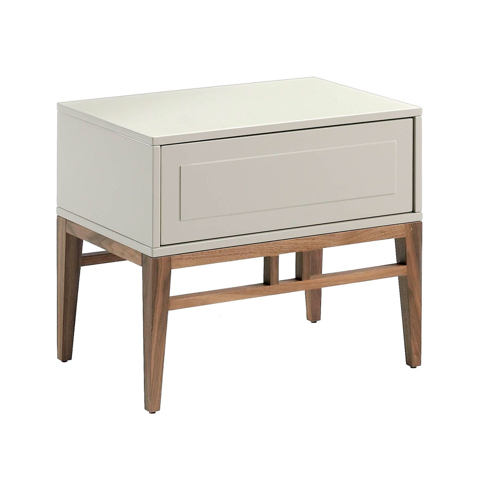 Bedside table in beige and walnut wood