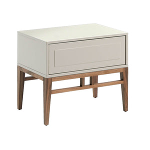 Bedside table in beige and walnut wood