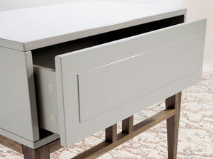 Bedside table in beige and walnut wood