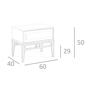 Bedside table in beige and walnut wood