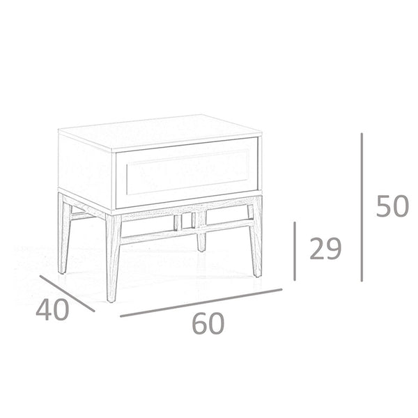 Bedside table in beige and walnut wood