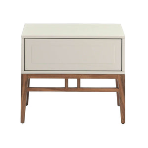 Bedside table in beige and walnut wood