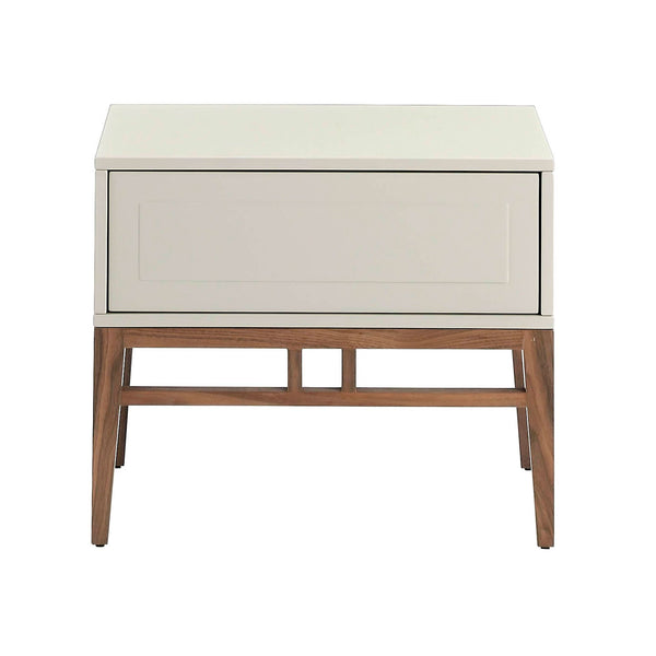Bedside table in beige and walnut wood