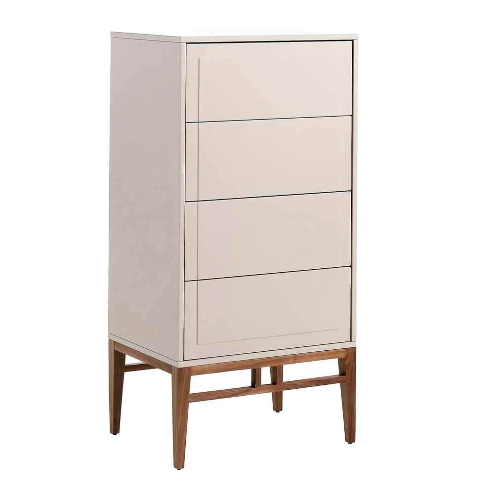 Beige and walnut wood chiffonier