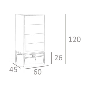 Beige and walnut wood chiffonier