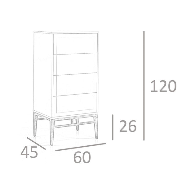 Beige and walnut wood chiffonier