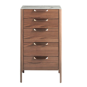 Chiffonier in walnut with glass top imitating marble