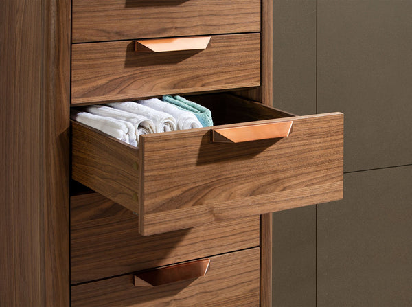 Chiffonier in walnut with glass top imitating marble