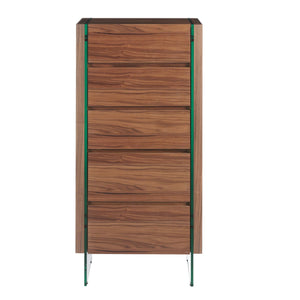 Chiffonier in walnut and tempered glass