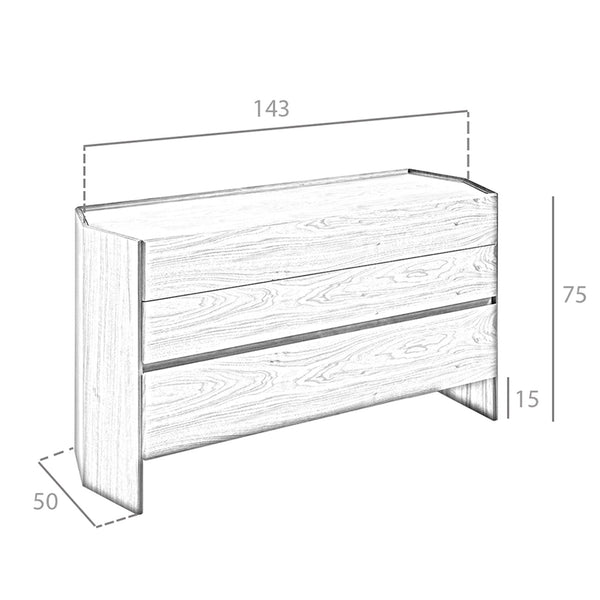 Walnut chest of drawers with tempered glass top