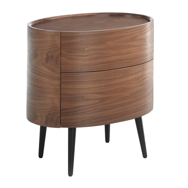 Bedside table in walnut and black steel