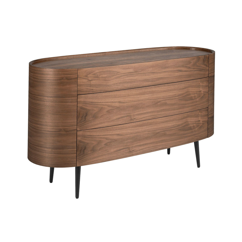 Walnut and black steel dresser