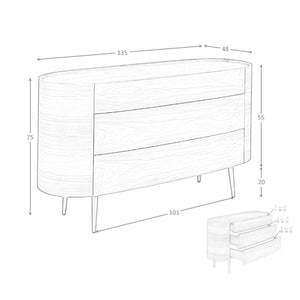 Walnut and black steel dresser