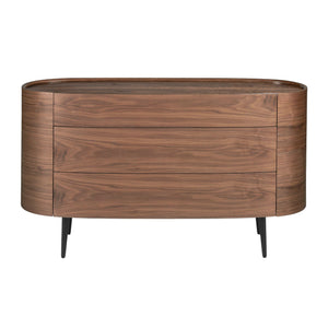 Walnut and black steel dresser