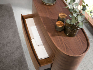 Walnut and black steel dresser