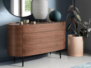 Walnut and black steel dresser