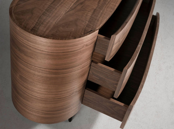 Walnut and black steel dresser