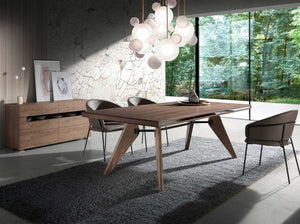 Walnut and polished steel sideboard with interior lighting