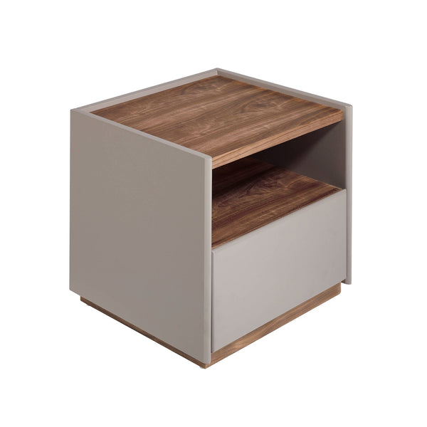 Bedside table in gray and walnut wood