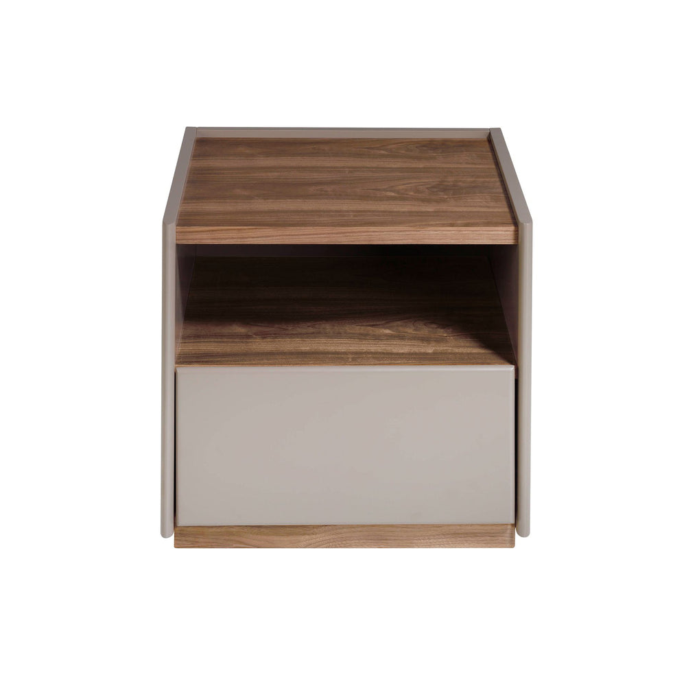 Bedside table in gray and walnut wood