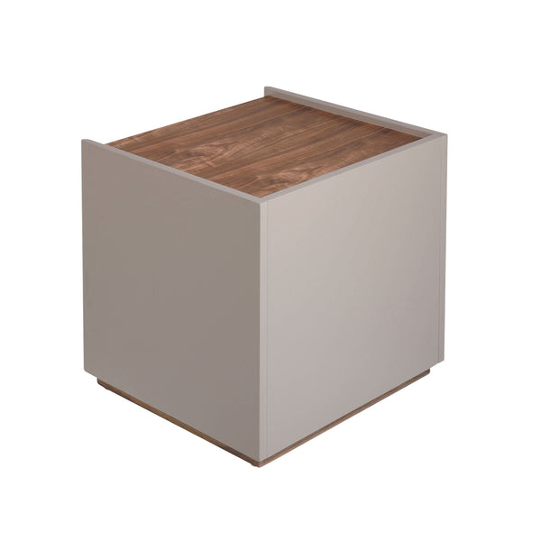 Bedside table in gray and walnut wood