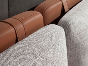 Brown eco-leather bed with gray fabric