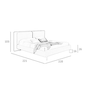 Brown eco-leather bed with gray fabric